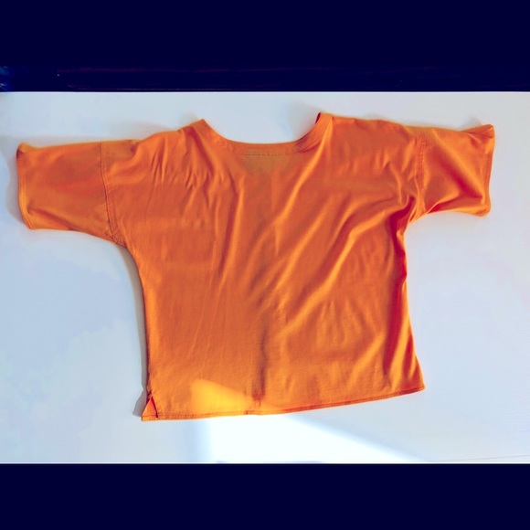 VTG 70s crop pima Cotton short sleeve button front Poppy color crop Top - Picture 5 of 8